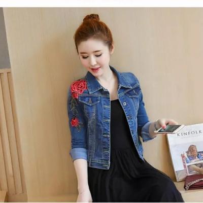 Áo Khoác Jean Vai Thêu Hoa Hồng - NK306